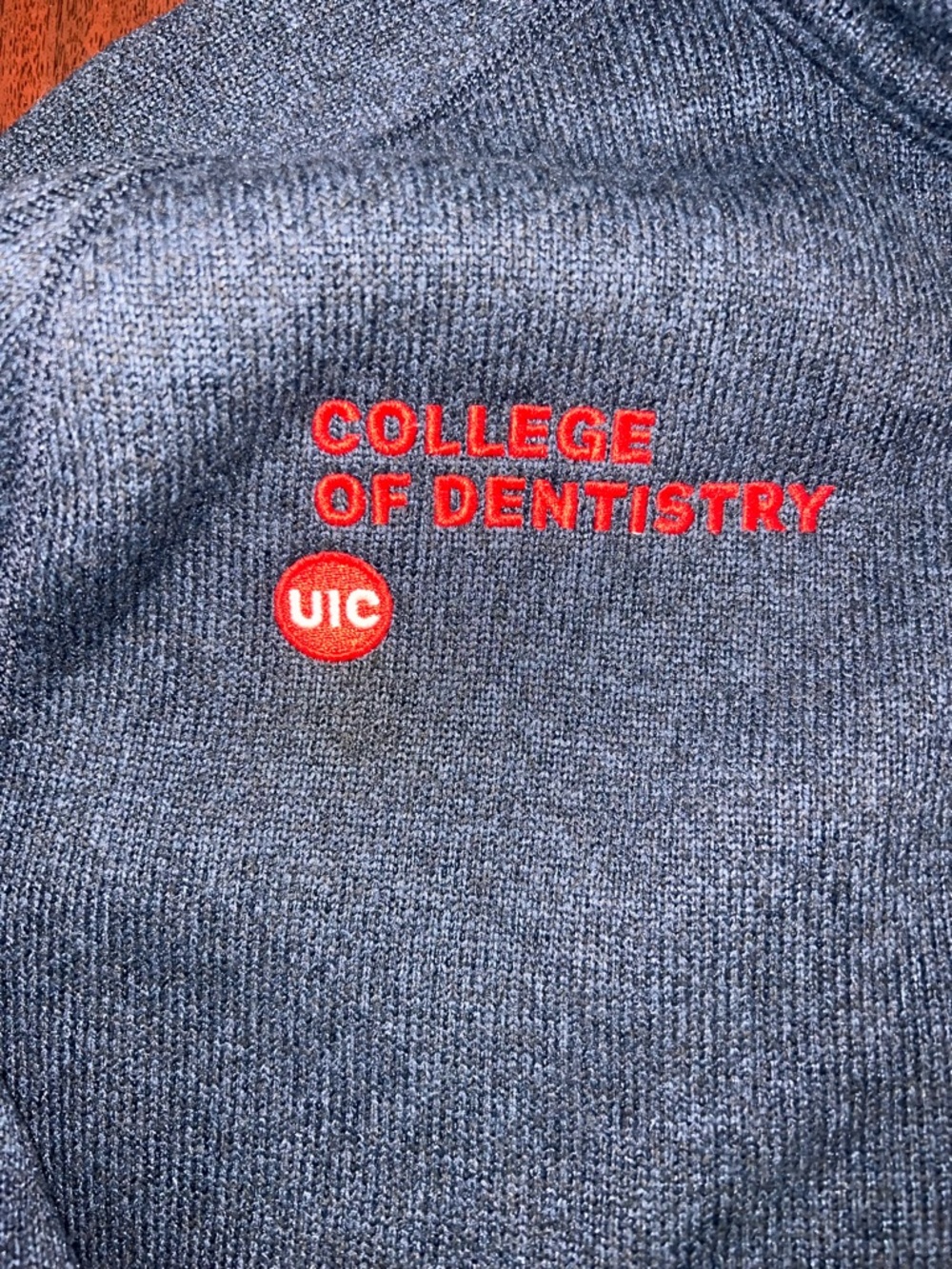Patagonia Navy Pullover with UIC of Dentistry Embroidery - Picture 2 of 3